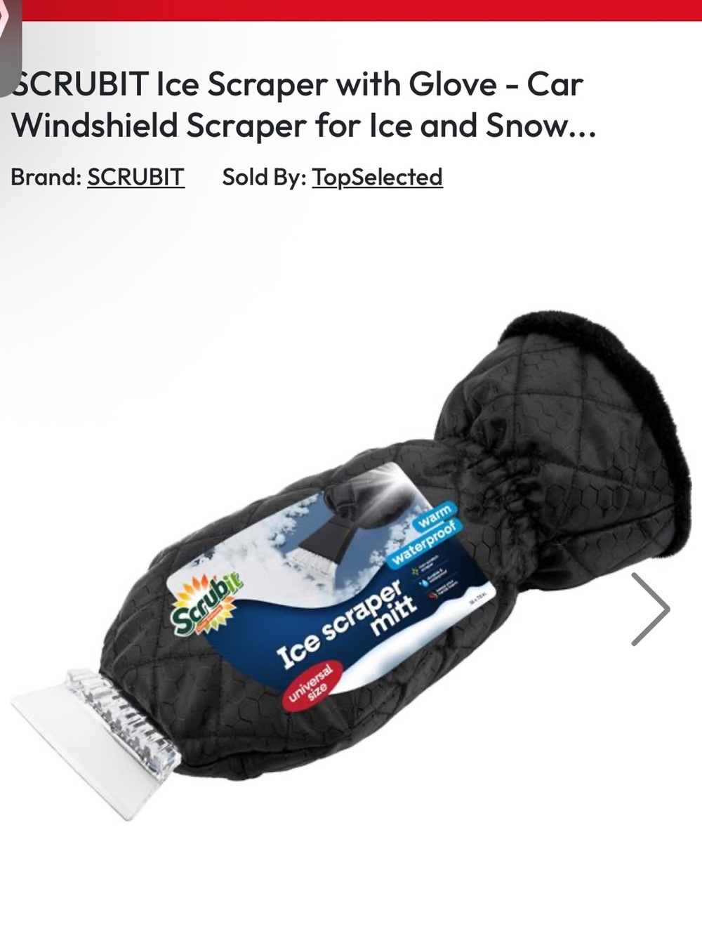 Black Ice Scraper Mitt - Waterproof Windshield Scraper